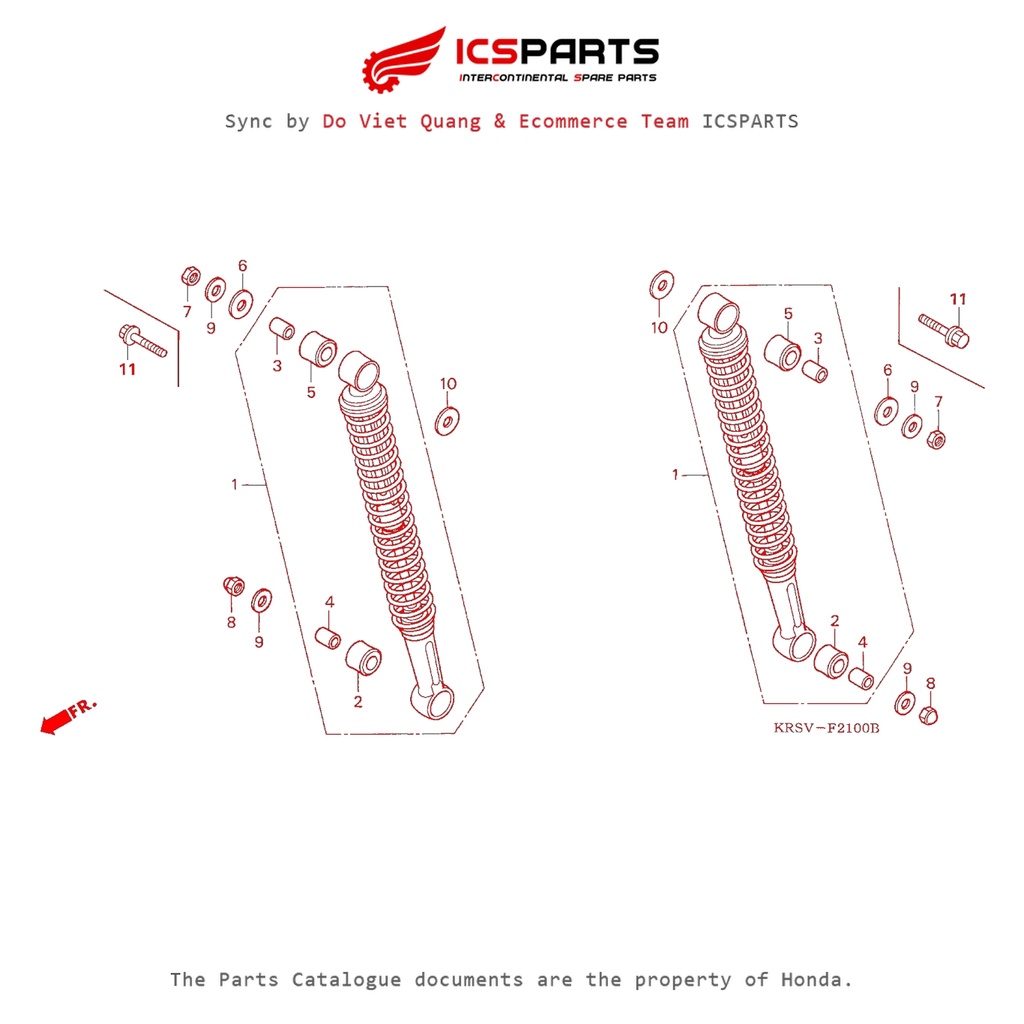 โช๊คหลัง (ตะเกียบหลัง) (F-21-B) HONDA Wave A / A+ / Zx / Rsv / Alpha / Rs / S / 100S ใส่อะไหล่ Catal