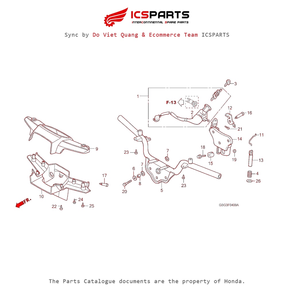ชุดประกอบแฮนด์ (แฮนด์) (F4-B) HONDA Super Dream (C100 M1-M4-M6) อะไหล่แคตตาล็อก