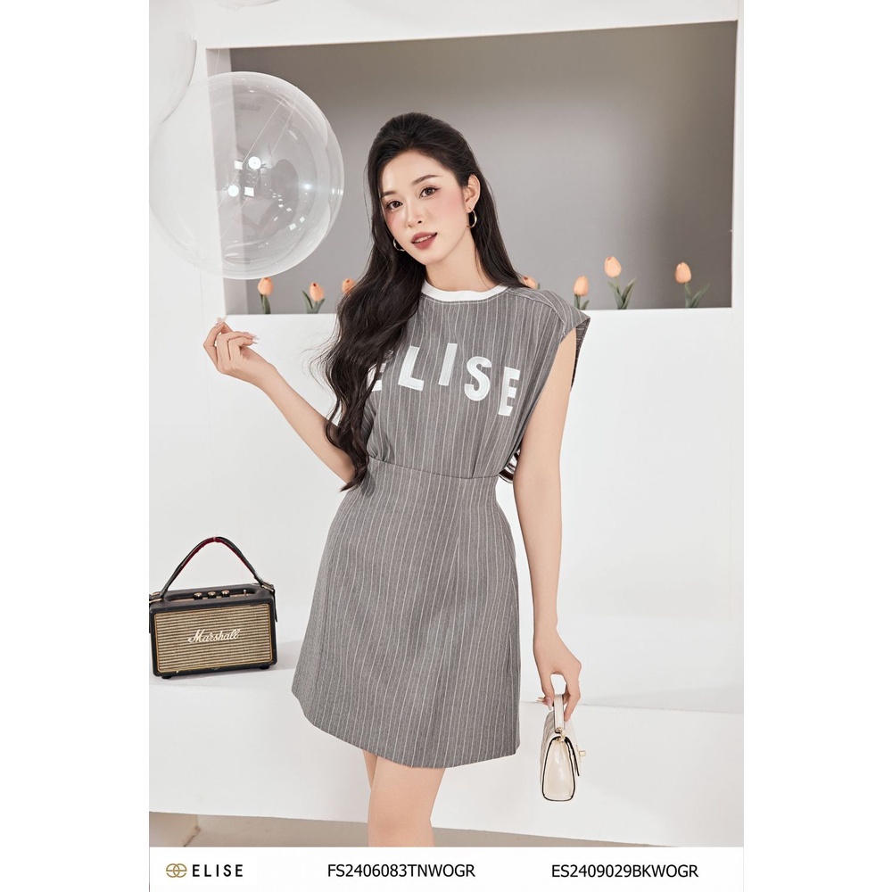 เสื้อกล้ามลายทางสีขาวปักลายคํา Elise ออกแบบโดย Elise FS2406083TNWOGR