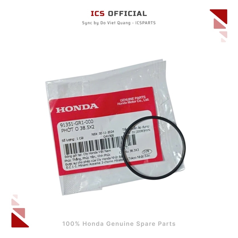 ซีล O 38.5x2 Air Blade, ตะกั่ว, Pcx, Sh, Sh Mode, Spacy, Vision, Wave (91351-GR1-000)