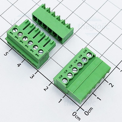 [2 ชิ้น]- UL-3.81-6-R Terminal Block Plug-in PCB การประสาน 6 Pins โค้ง 3.81 มม. 300V 10A ULO ส่วนประ