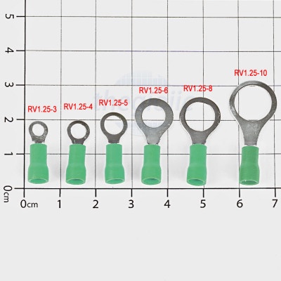 [5 ชิ้น]- RV1.25-8 หัวคอสกลม 19A ขนาดสายไฟ 22-16AWG M8 สกรูสีเขียว