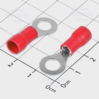 [25 ชิ้น]- RV3.5-6 หัวคอสกลม 37A ขนาดสายไฟ 14-12AWG สกรู M6 สีแดง