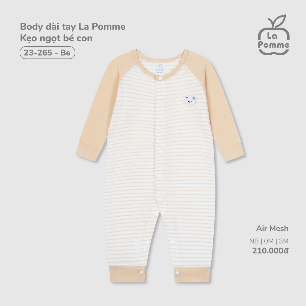 (NB-3M) LAPOMME - ชุดบอดี้สูทแขนยาว La Pomme Baby candy - สีเบจ - NB - SS25.T5B ZZ