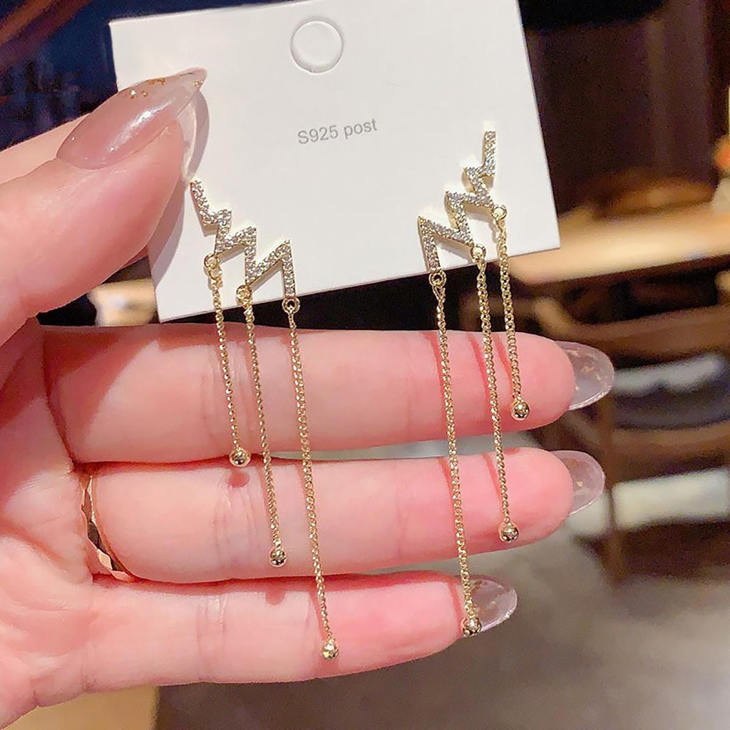 ต่างหูปิคนิคผู้หญิง Sparkling SPK100.45804 Collection [DoRa Jewelry] - สะพาน สีชมพู ติด ห้อยระย้า