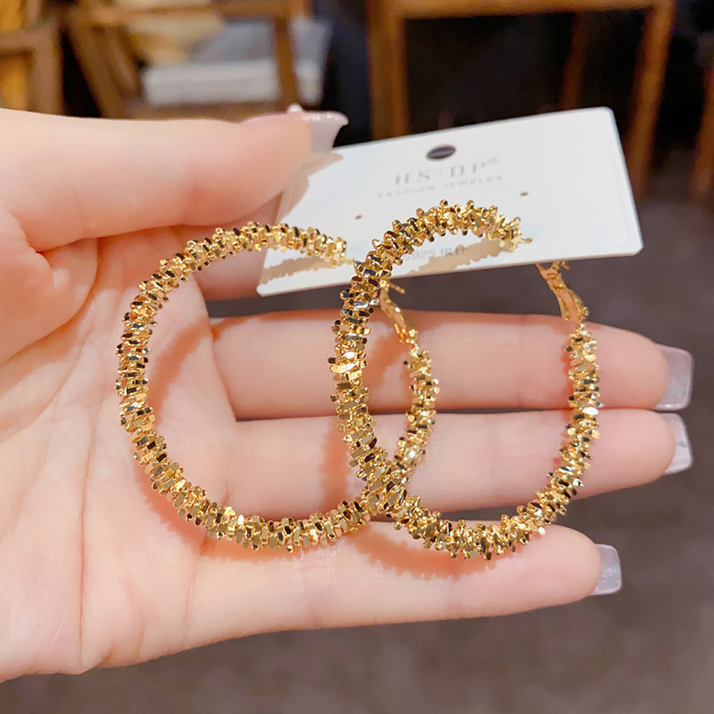 ต่างหูนักเรียนหญิงมีสไตล์ SPK103.45806 Collection [DoRa Jewelry] - สี่เหลี่ยม ม้วนงอ โปร่งใส ธรรมดา