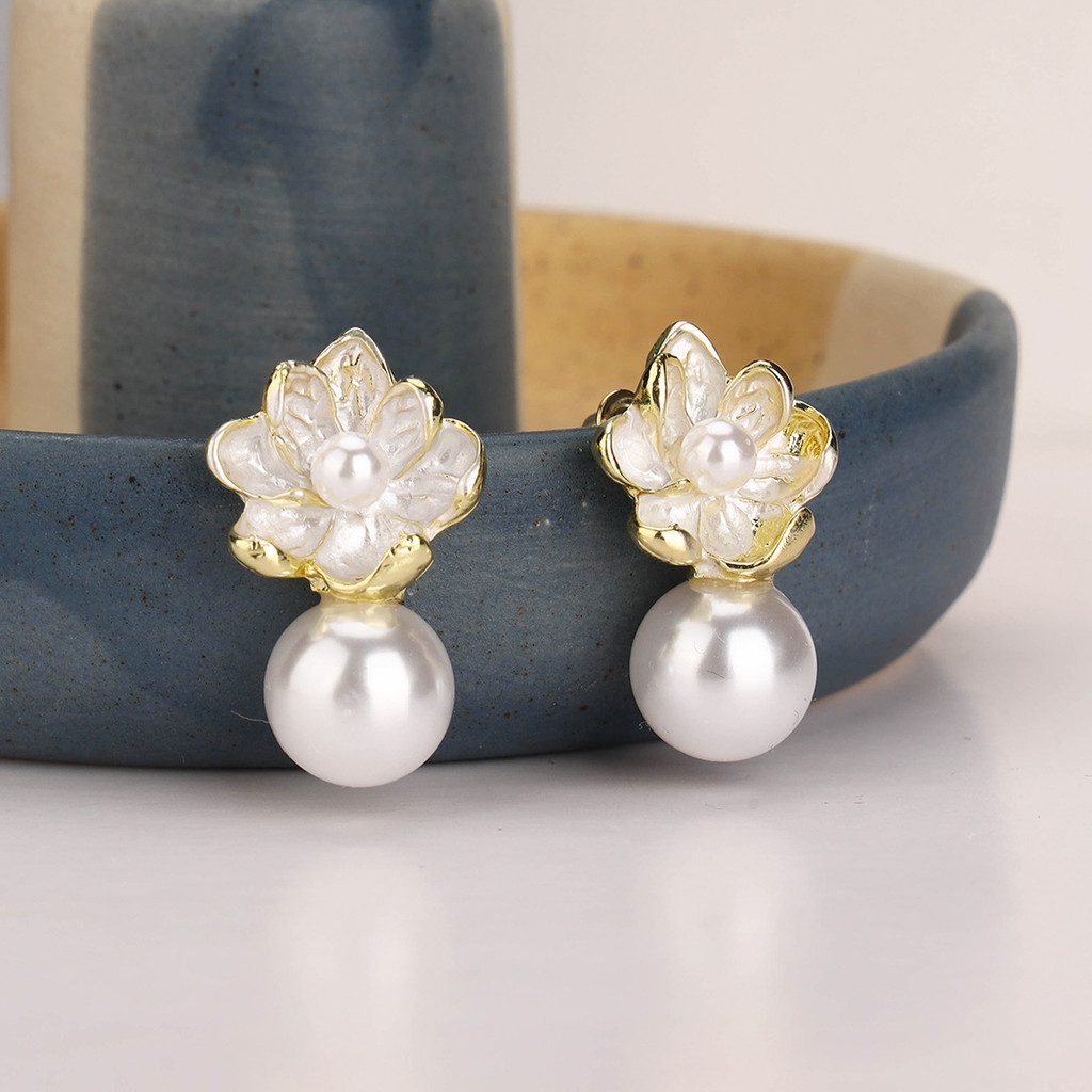 ต่างหูโบราณน่ารักเรียบง่าย SPK869.45806 Collection [DoRa Jewelry] - เงินกลม เชอร์รี่ โบว์ พระจันทร์