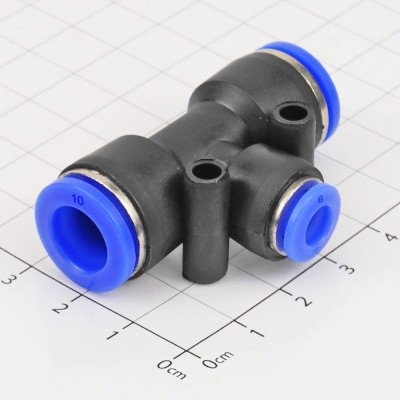 [5 ชิ้น]- PEG10-6 T-Tube ขั้วต่อนิวเมติก 6 มม. ถึง 10 - 10 มม.