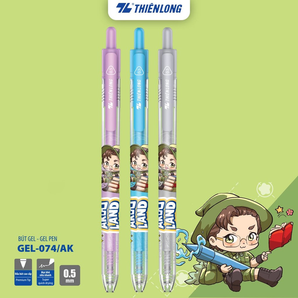 Combo 10 ปากกาเจล Akooland Tahi Thien Long GEL-074/AK - หมึกแห้งเร็วเป็นพิเศษ