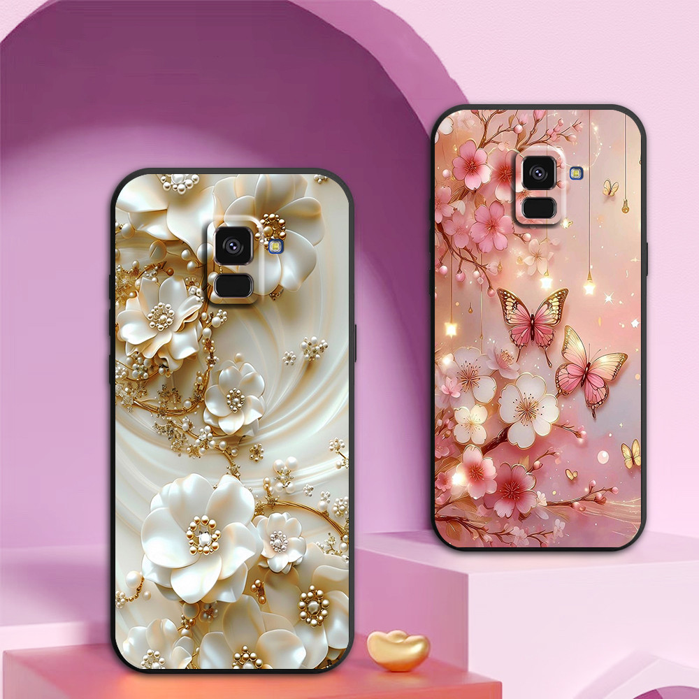เคส Samsung A5 2018 / A8 2018 / A8 Plus / A8+ พิมพ์ลายดอกไม้สวยงาม