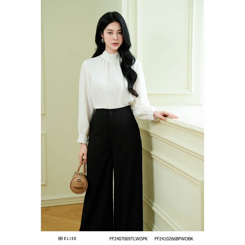 Elise FF design เสื้อเชิ้ตคอปกโบว์สีขาว2407069TLWOPK (O2O)