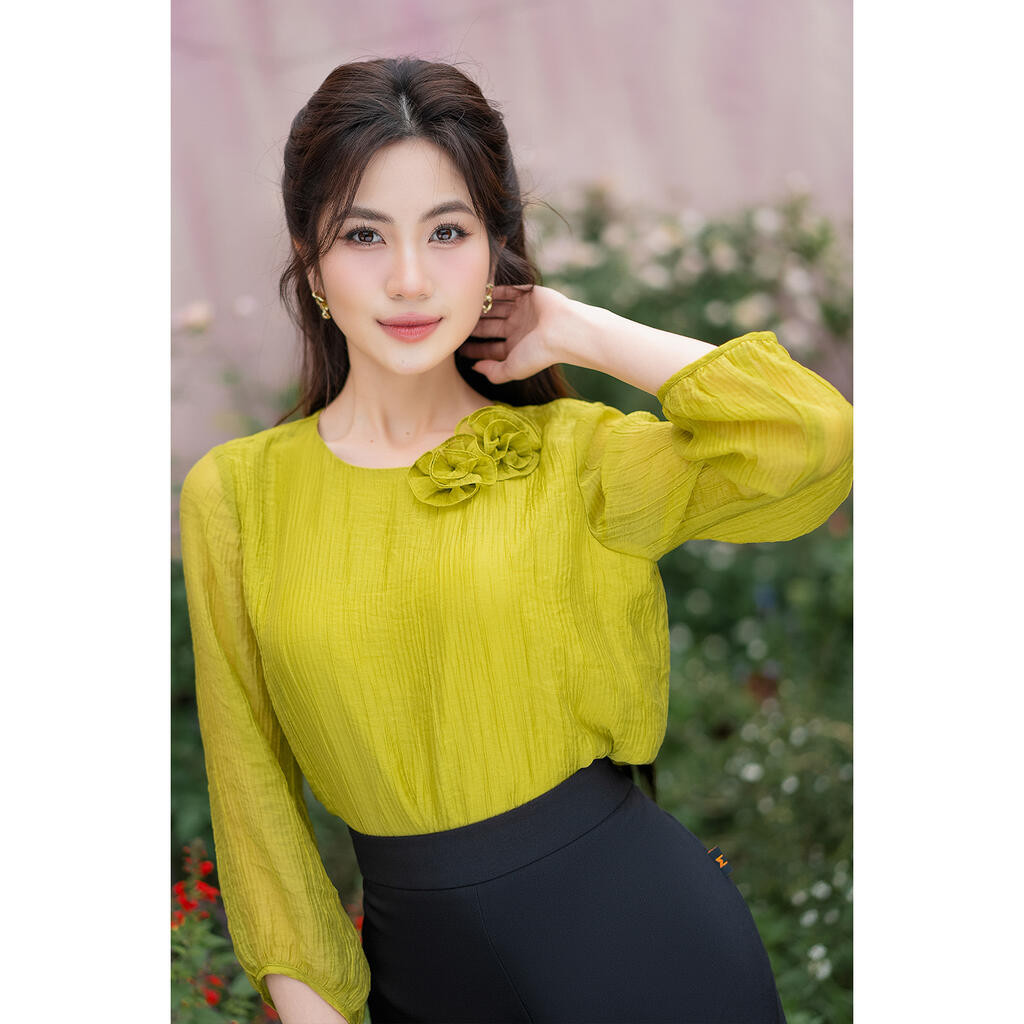 MMOutfit AO เสื้อเชิ้ตแขนสั้นคอปกลายดอกไม้ 3d1223305