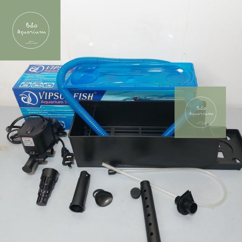 (K) เครื่องกรองน้ําตู้ปลาพร้อมกล่องกรอง VS388 - รวมผ้าฝ้ายกรอง