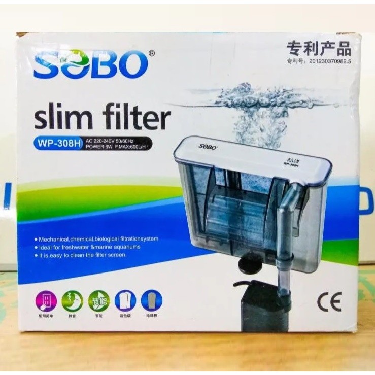 SOBO ตัวกรองน้ําตกแบบแขวนบาง WP-308H, WP-408H, WP-508H สําหรับถังจาก 40-70cm (V)(KH)