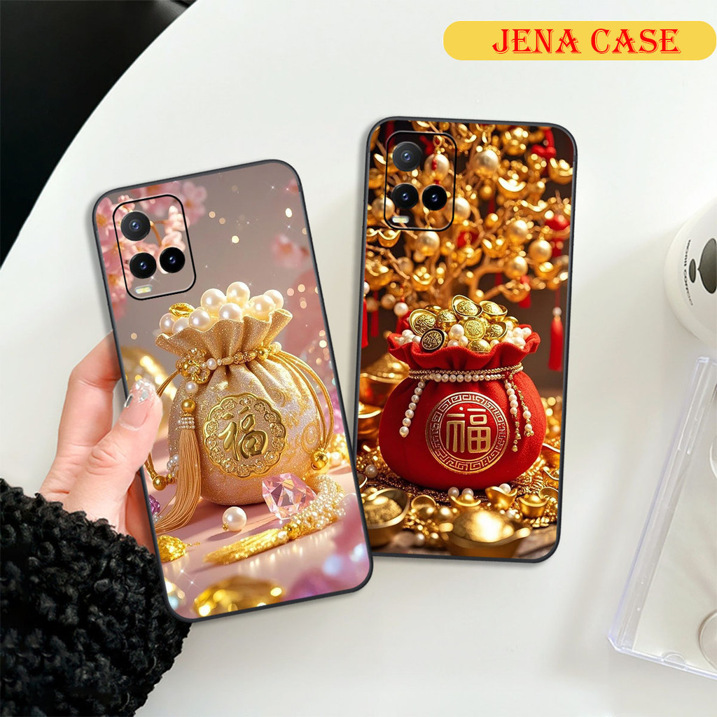 เคส Vivo Y21 / Y21s / Y33s / T1x พิมพ์ลายกระเป๋าโชคลาภ เคส Jena