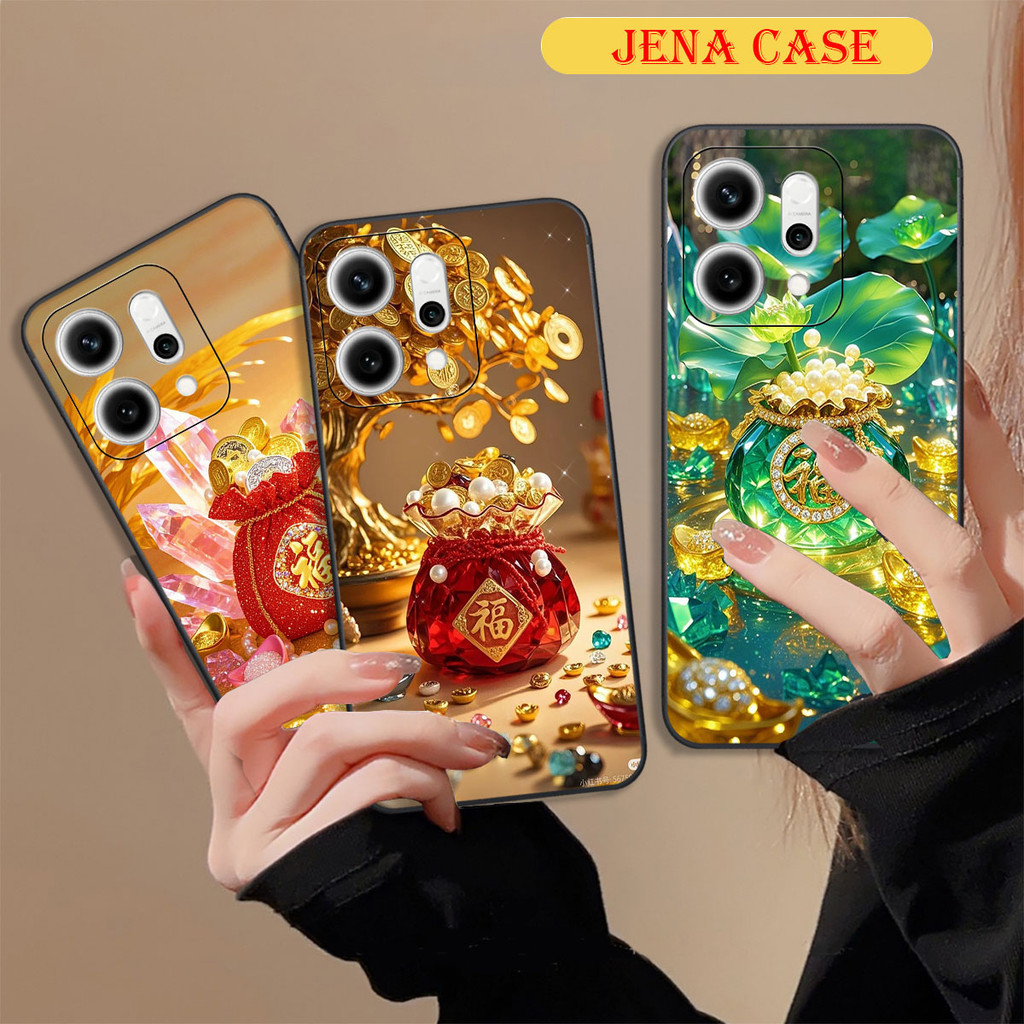 เคส Oppo Reno 14 5G / Reno 14 Pro 5G / Reno 14F พิมพ์ลายกระเป๋าโชคลาภ เคส Jena