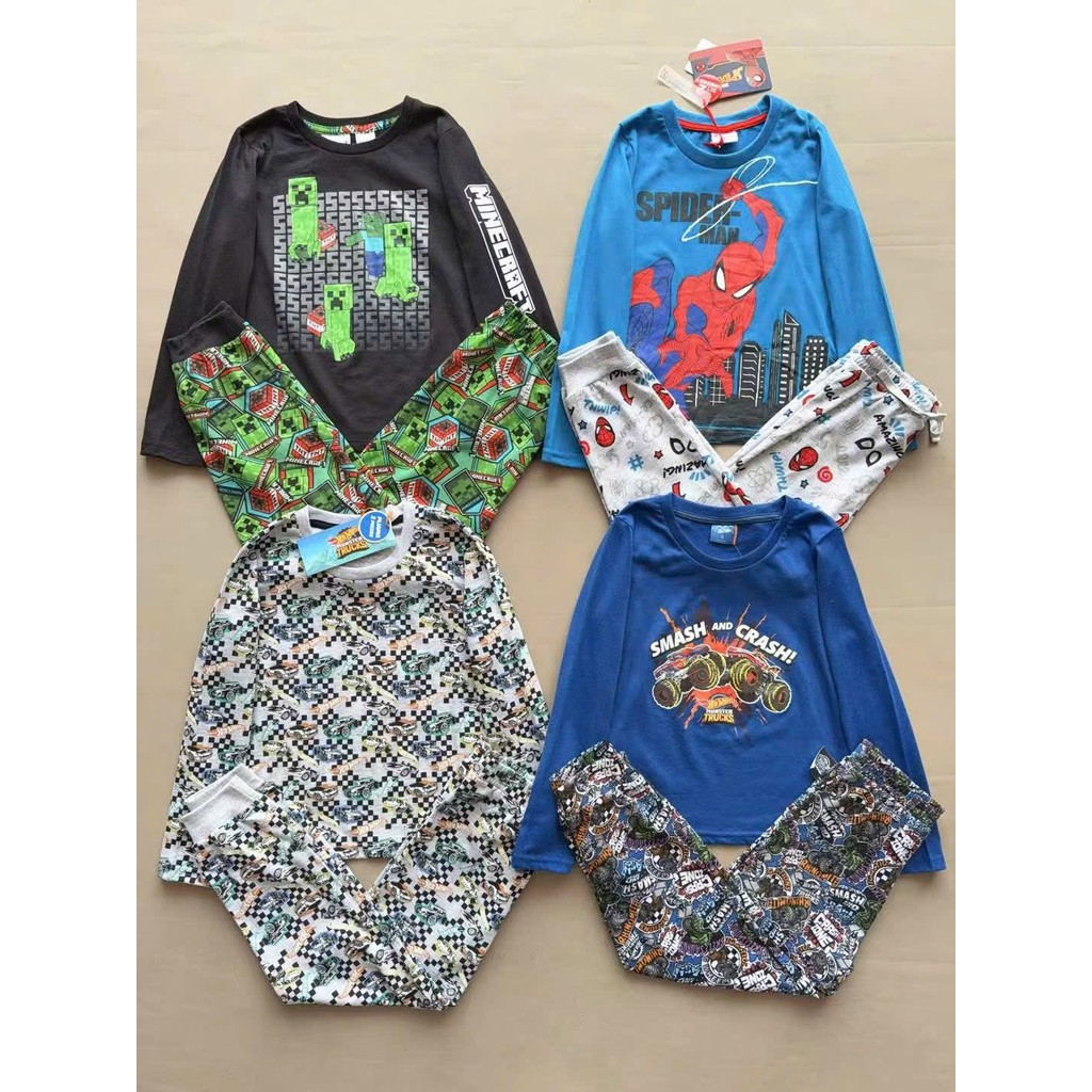 Marvel, Hot Wheels, ชุดผ้าฝ้าย Minecraft หลากสีสําหรับเด็กผู้ชาย ไซส์ 4-8y (เบบี้ฟอร์ม)
