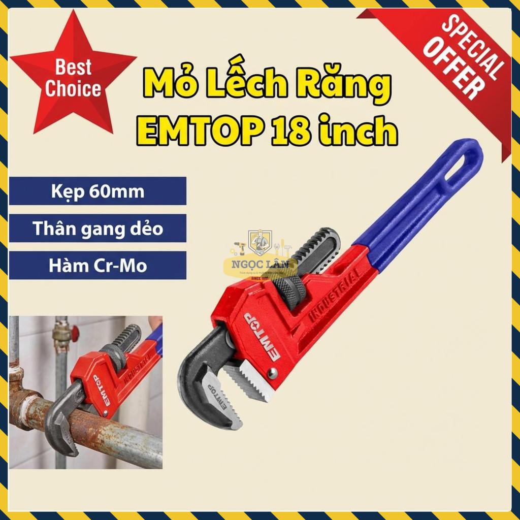 EMTOP ประแจ 18 นิ้ว 60 มม. แคลมป์ Cr-Mo