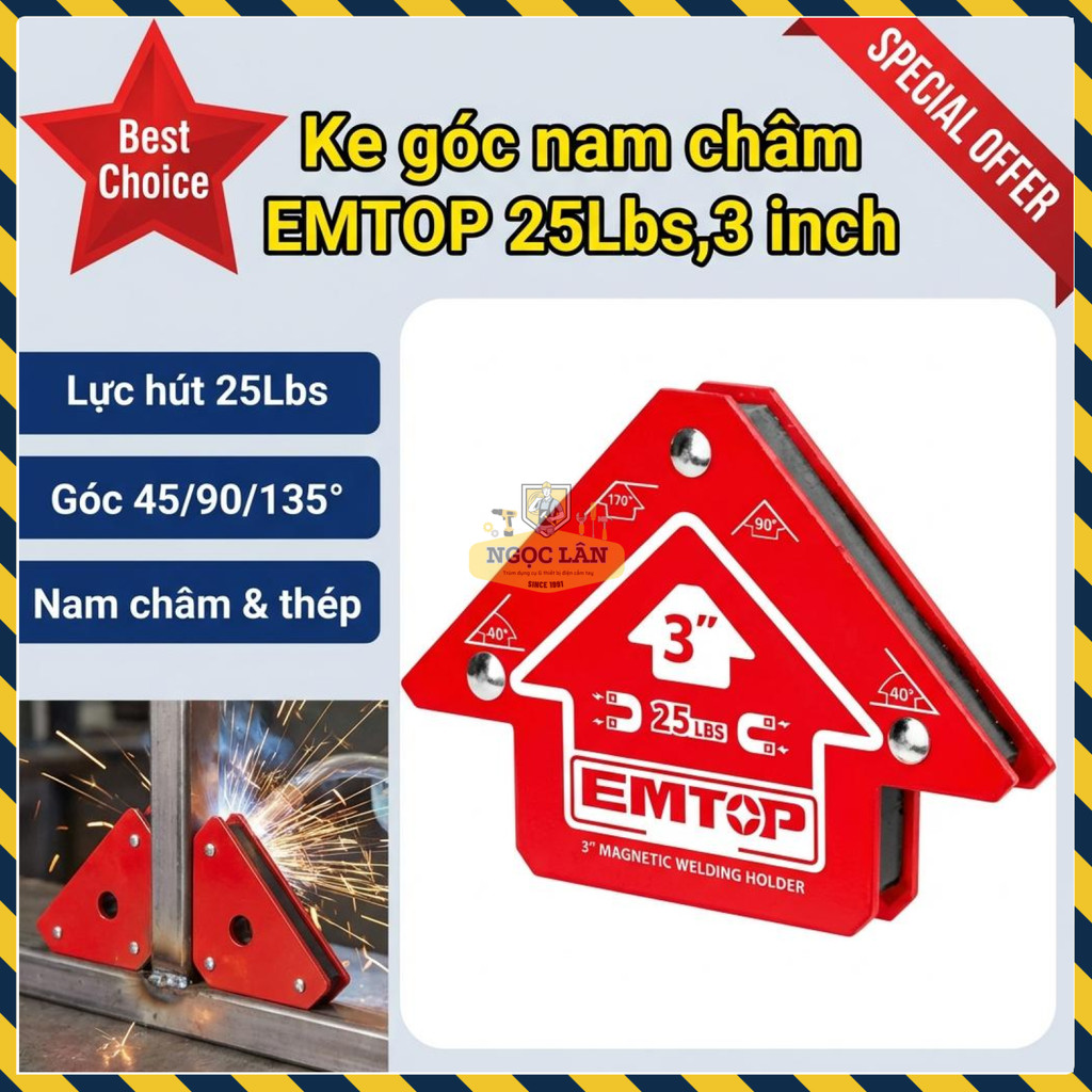EMTOP EMWH25032 มุมแม่เหล็ก - แรงดูด 25Lbs มุม 45/90/135 องศา