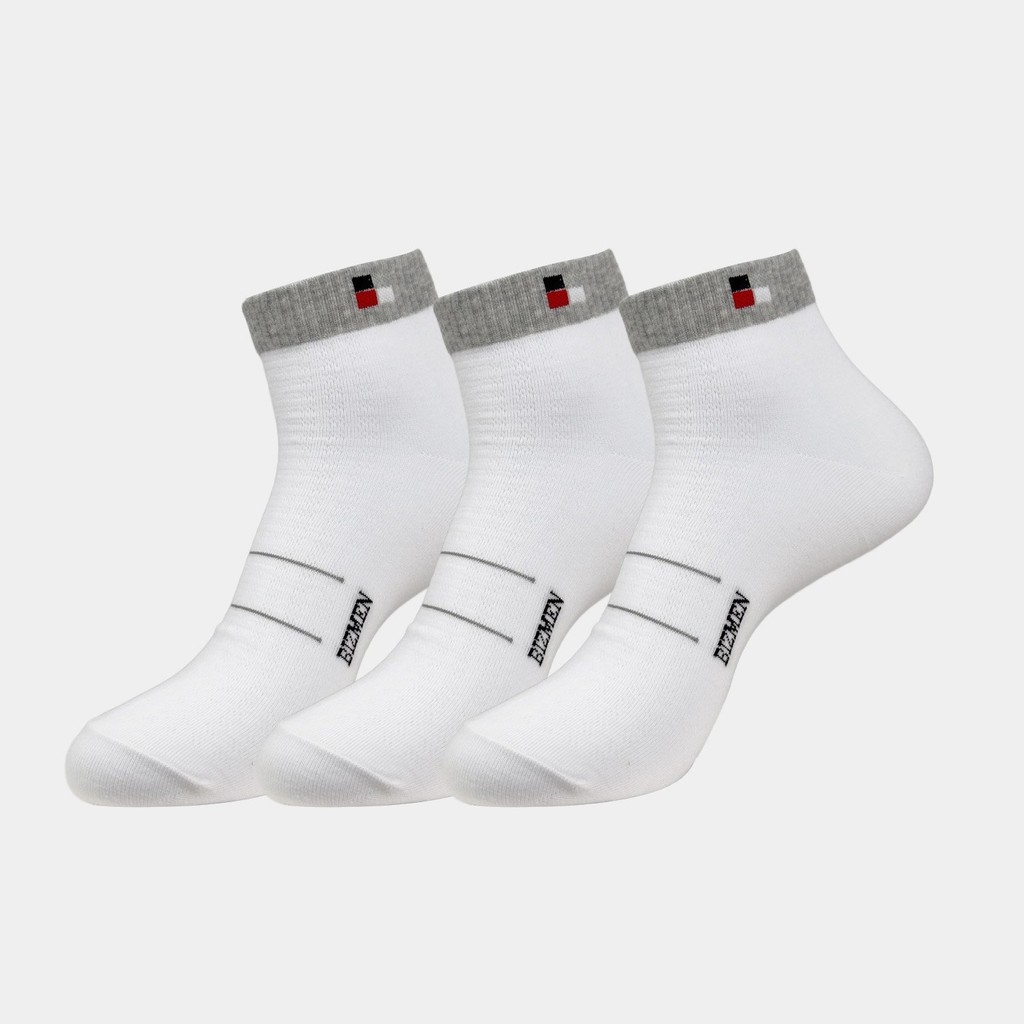 ชุด03ถุงเท้ากีฬาคอปกสั้นของผู้ชาย Bizmen Cotton Tight Stretch Breathable Maximum Comfort BSC008EDP03