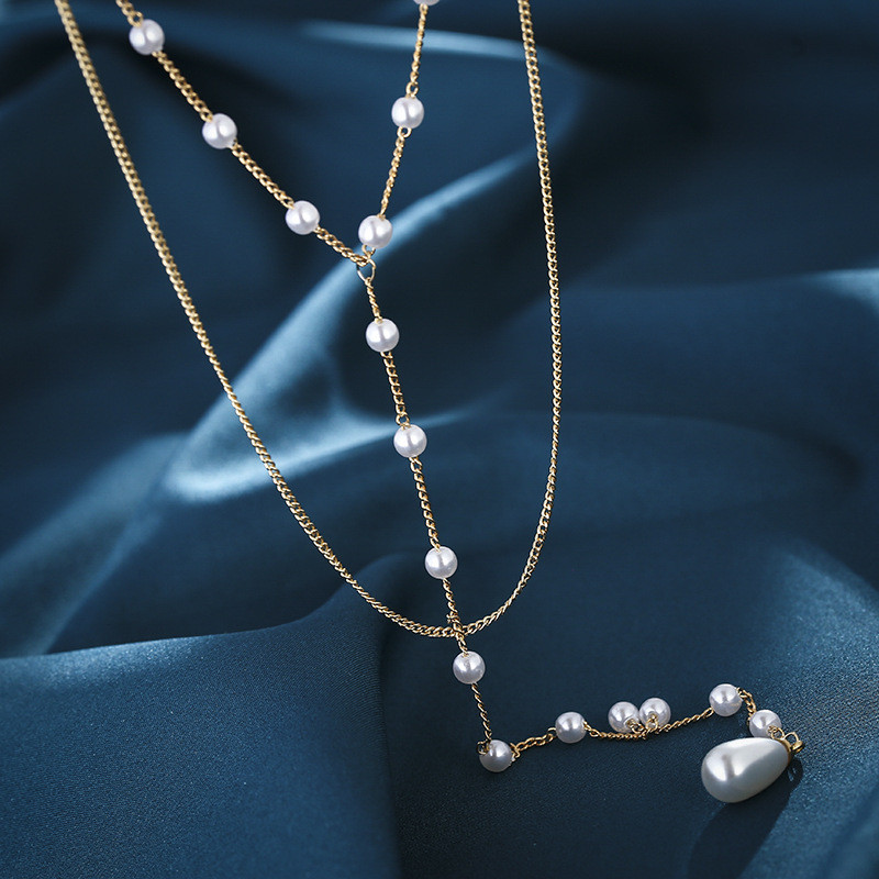 สร้อยคอหยก abs หลายชั้น Necklac อัลลอยด์